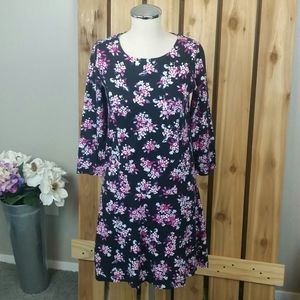 Joules Floral Print Drop Waist Flare Dress